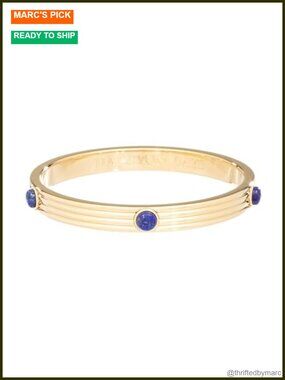 18ct Gold Plated Brass Ribbed Cabochon Bangle Bracelet Stackable